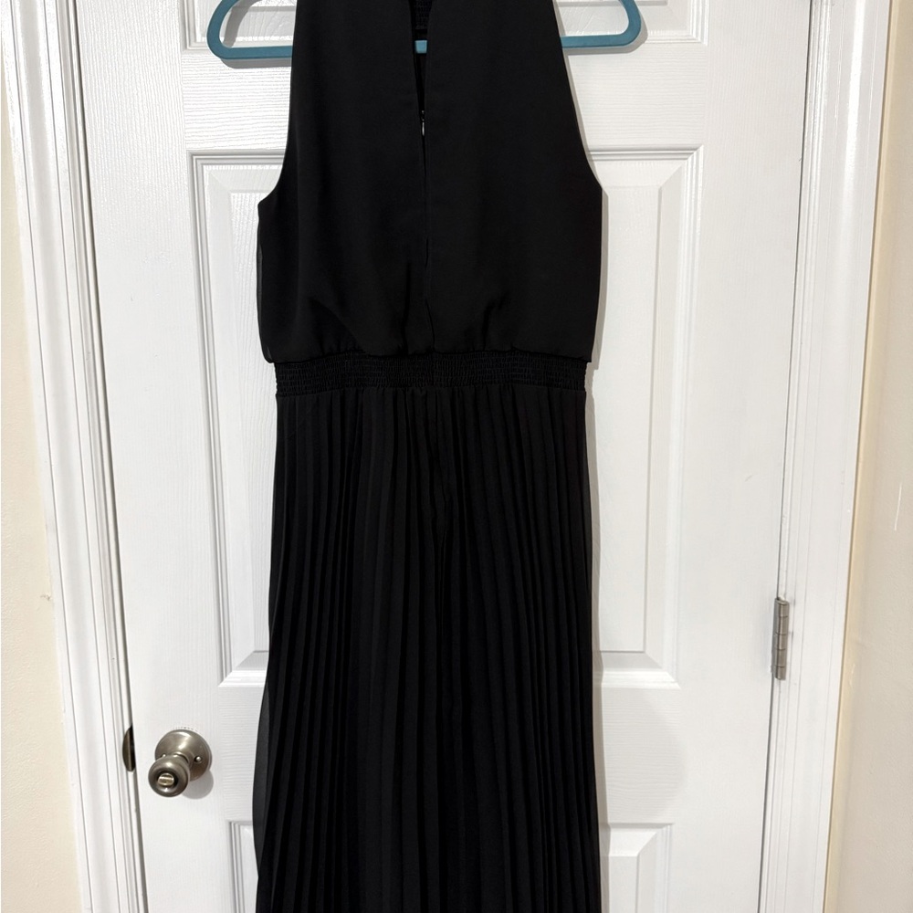Sam Edelman Black Pleated Halter Midi Dress